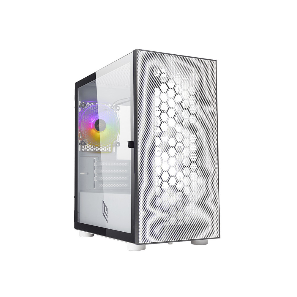 NOUA FOBIA L8 - CASE MINI TOWER WHITE - PANNELLO VETRO CON CHIUSURA MAGNETICA - FRONTALE MESHATO - VENTOLA RGB - DISSIPAZIONE LI