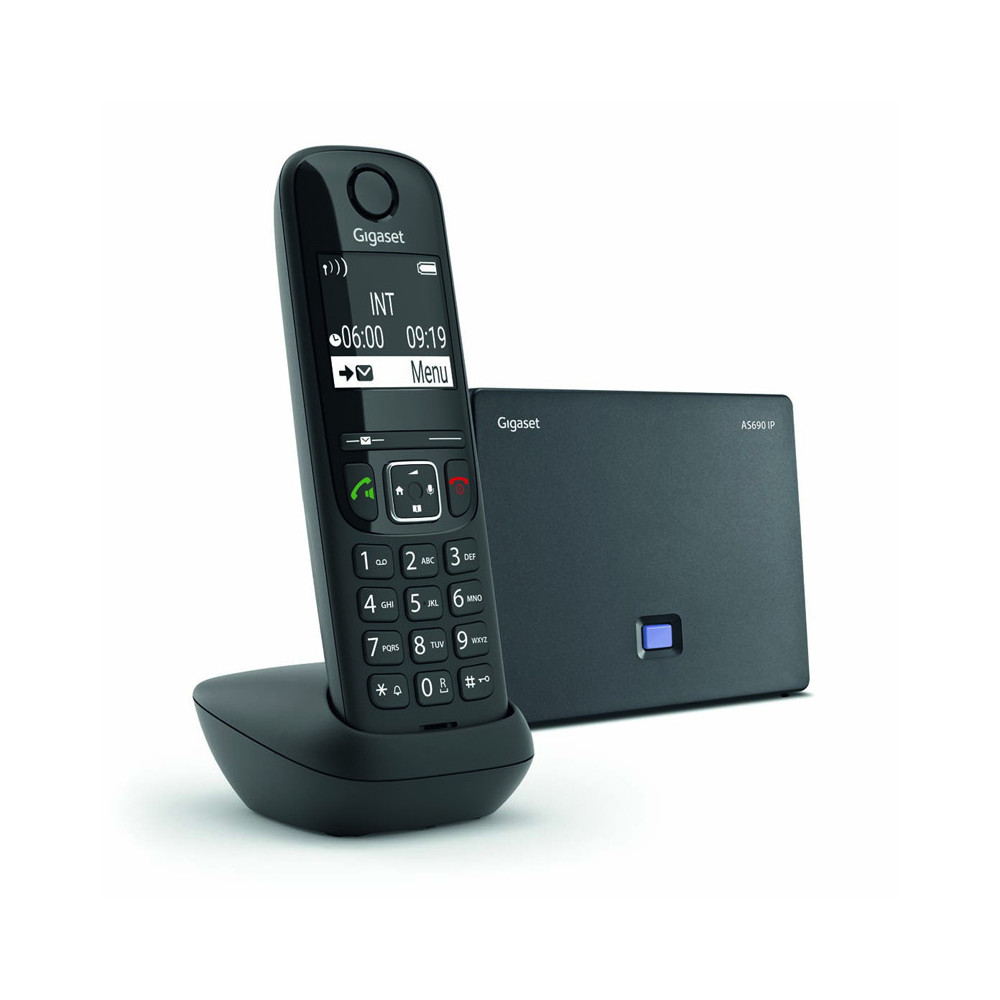 GIGASET AS690IP (NERO) - TELEFONO CORDLESS DIGITALE - VOIP - METEO - VIVAVOCE