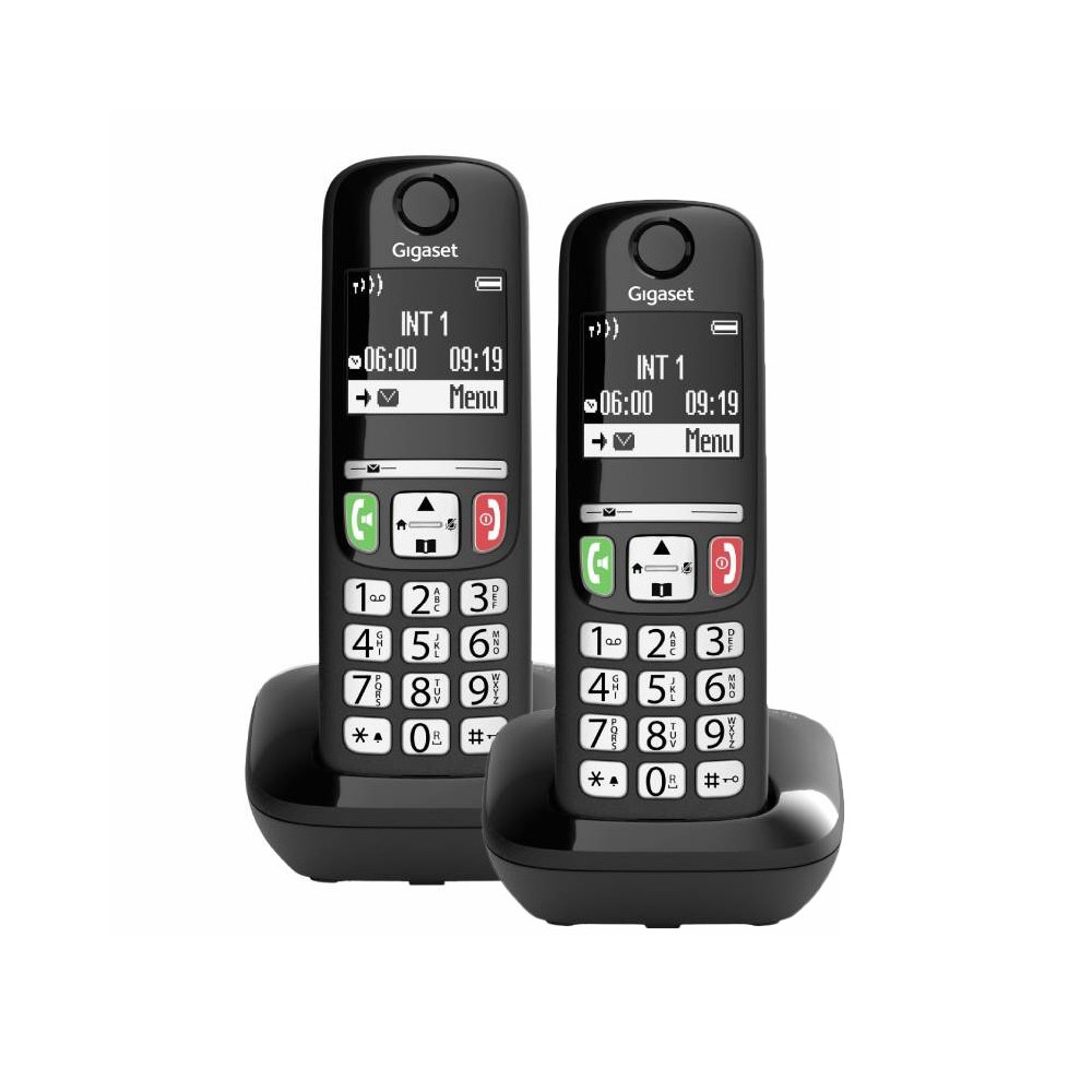 GIGASET E270 DUO (NERO) - TELEFONO CORDLESS SENIOR DOPPIO - VIVAVOCE - TASTI GRANDI