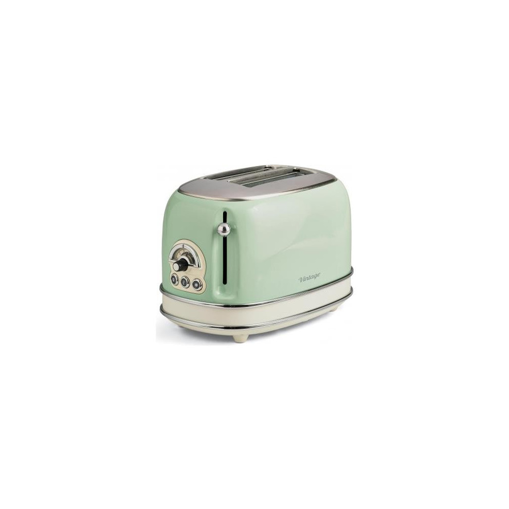 ARIETE TOASTER VINTAGE VERDE (0155/04) - TOSTAPANE ELETTRICO IN METALLO - 6 LIVELLI DORATURA - ESPULSIONE AUTOMATICA - 810W