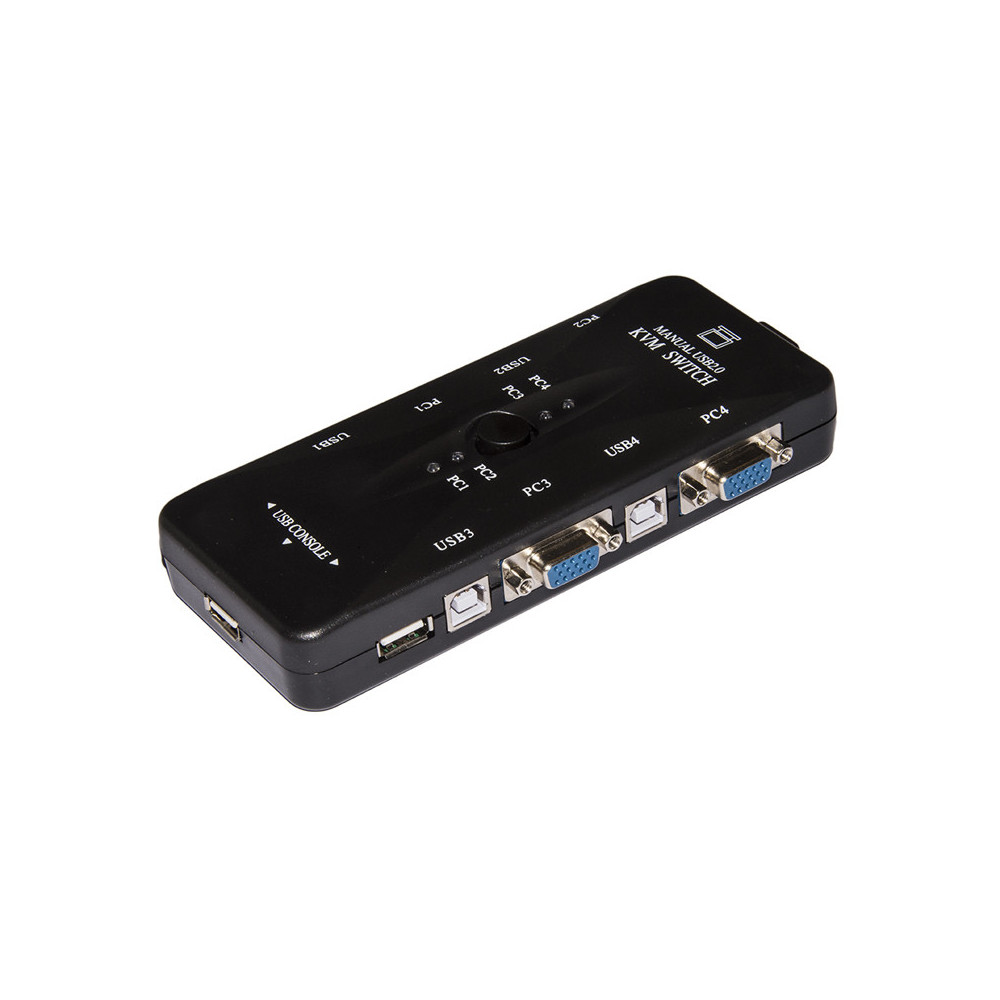 SWITCH KVM MANUALE PER 4 PC USB/VGA CON 1 MOUSE 1 TASTIERA USB E 1 MONITOR VGA CON CAVI INCLUSI