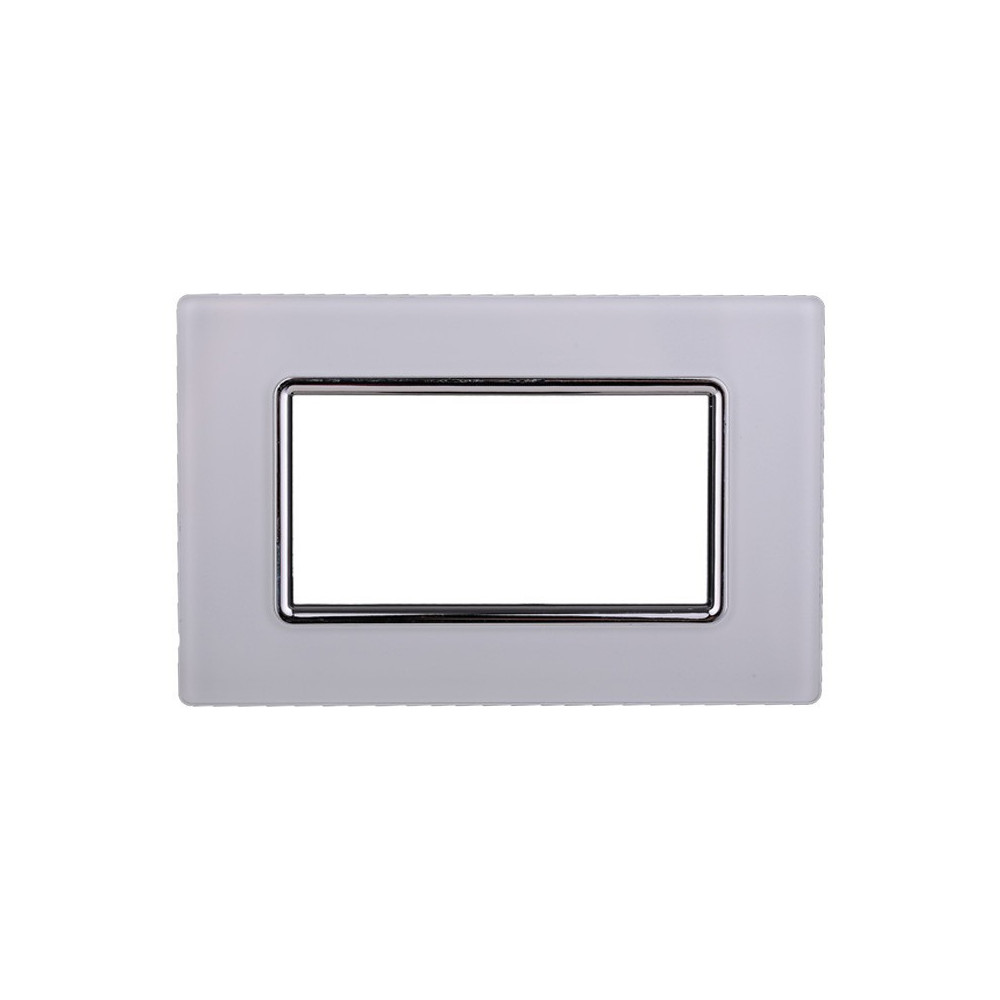 ETTROIT PLACCA IN VETRO 4 MODULI - SERIE SPACE - BIANCO (LN84401) Compatibile BTicino Living