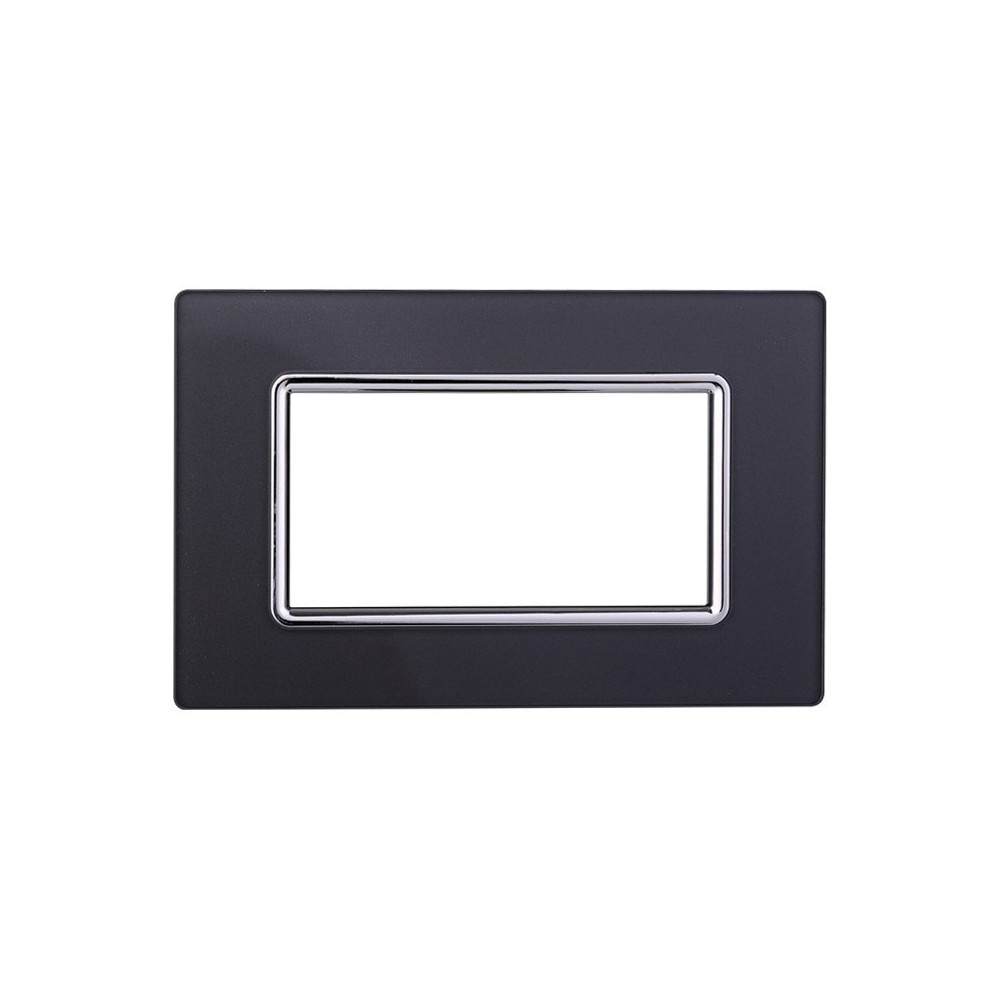ETTROIT PLACCA IN VETRO 4 MODULI - SERIE SPACE - ACCIAIO SCURO (LN84410) Compatibile BTicino Living