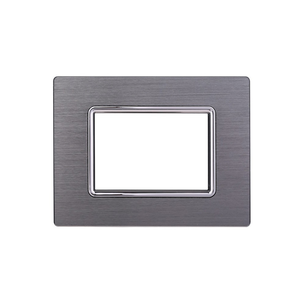ETTROIT PLACCA IN ALLUMINIO 3 MODULI - SERIE SPACE - SILVER (LN86306)