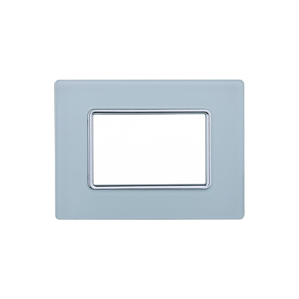 ETTROIT PLACCA IN VETRO 3 MODULI - SERIE SOLAR - BIANCO (MT84301) Compatibile BTicino Matix