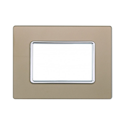 ETTROIT PLACCA IN VETRO 3 MODULI - SERIE SOLAR - ORO (MT84311) Compatibile BTicino Matix