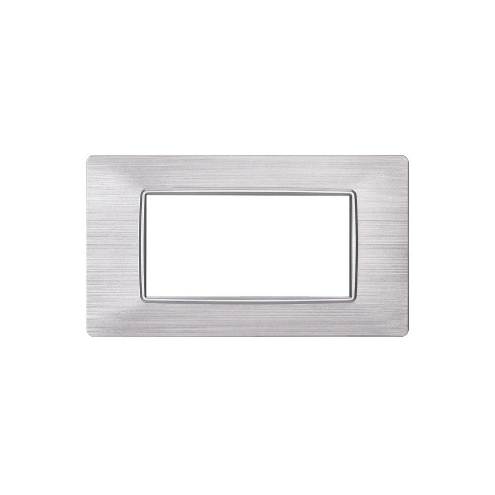 ETTROIT PLACCA IN PLASTICA 4 MODULI - SERIE STARLIGHT - ARGENTO SATINATO (EV85415) Compatibile Vimar Plana