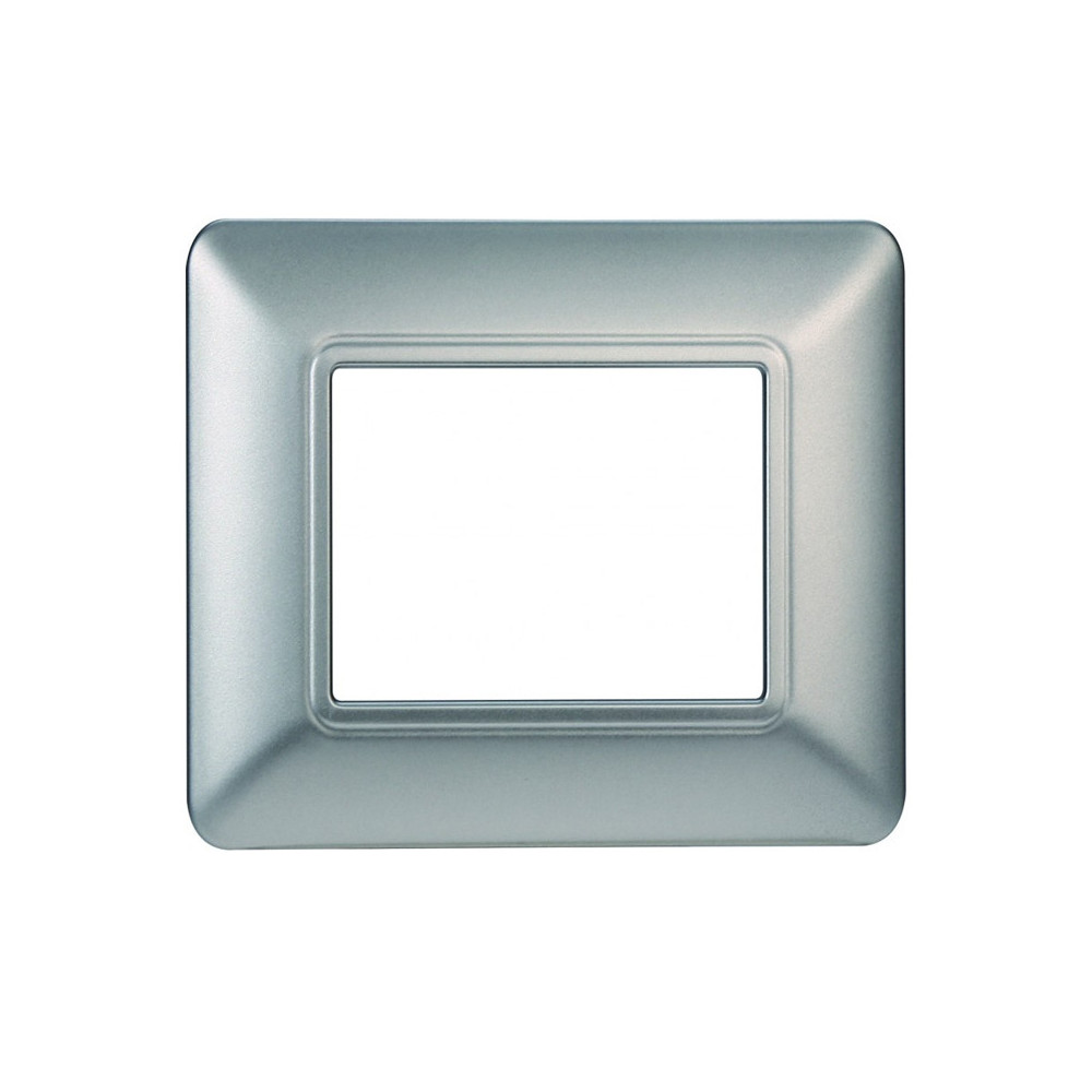 ETTROIT PLACCA IN PLASTICA 2 MODULI - SERIE SOLAR - SILVER (MT83206) Compatibile BTicino Matix