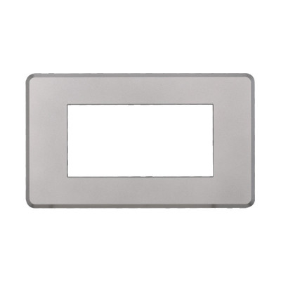 ETTROIT PLACCA SLIM 4 MODULI - SERIE MOON - SILVER (AN87406) Compatibile ABB Axolute