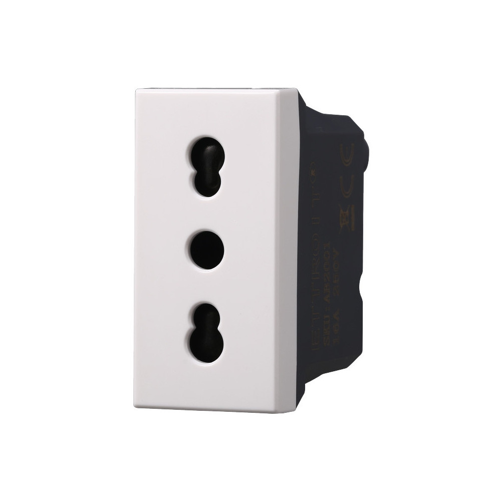 ETTROIT PRESA BIPASSO 16A - SERIE MOON - BIANCO (AB2001) Compatibile BTicino Axolute