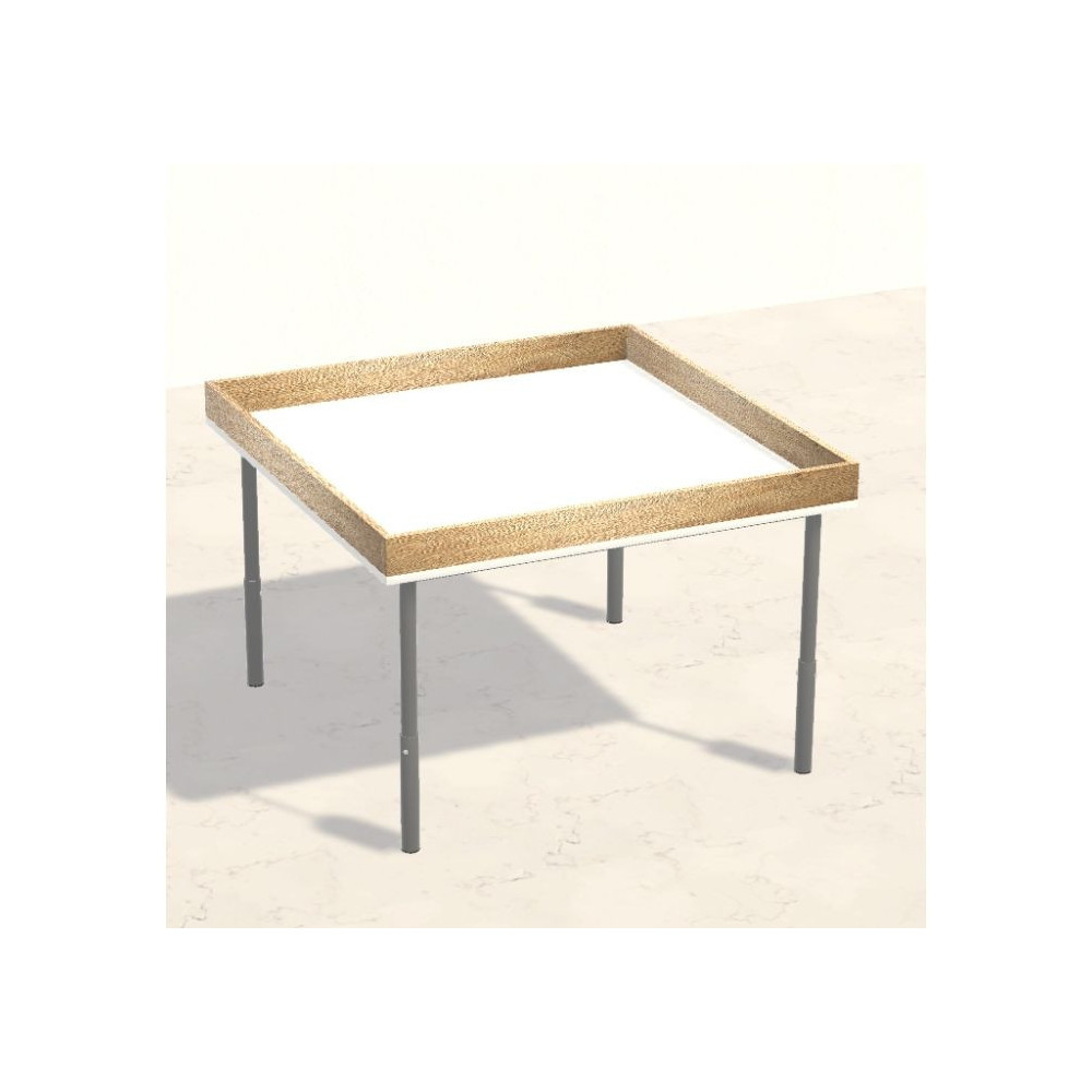 TAVOLO CREO per robotica Hda 64 a 82cm gambe grigie con piedini piano melamina bianco con spondine removibili rover82 T.RBT.M.13