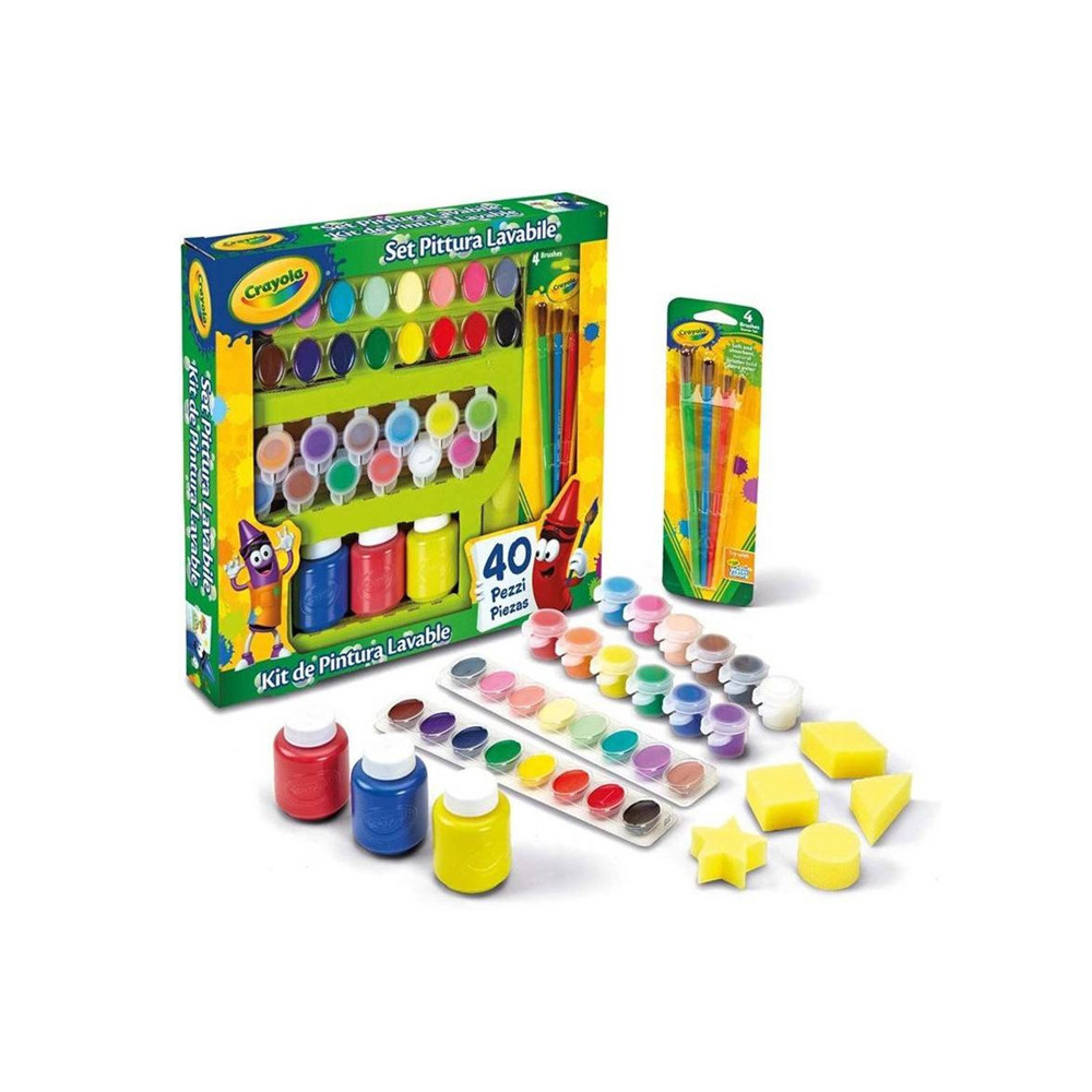 CRAYOLA WASHABLE PAINT KIT (54-0155) - SET PITTURA ATOSSICA E LAVABILE 40 PZ