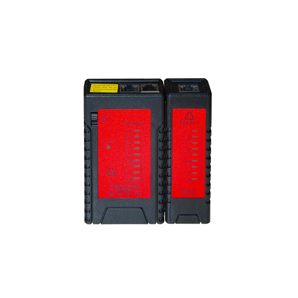 TESTER DI RETE PER CAVI 6 E 8 POLI RJ11 E RJ45 CON UNITA'' LOCALE E REMOTA CON 8 LED + SCHERMATURA