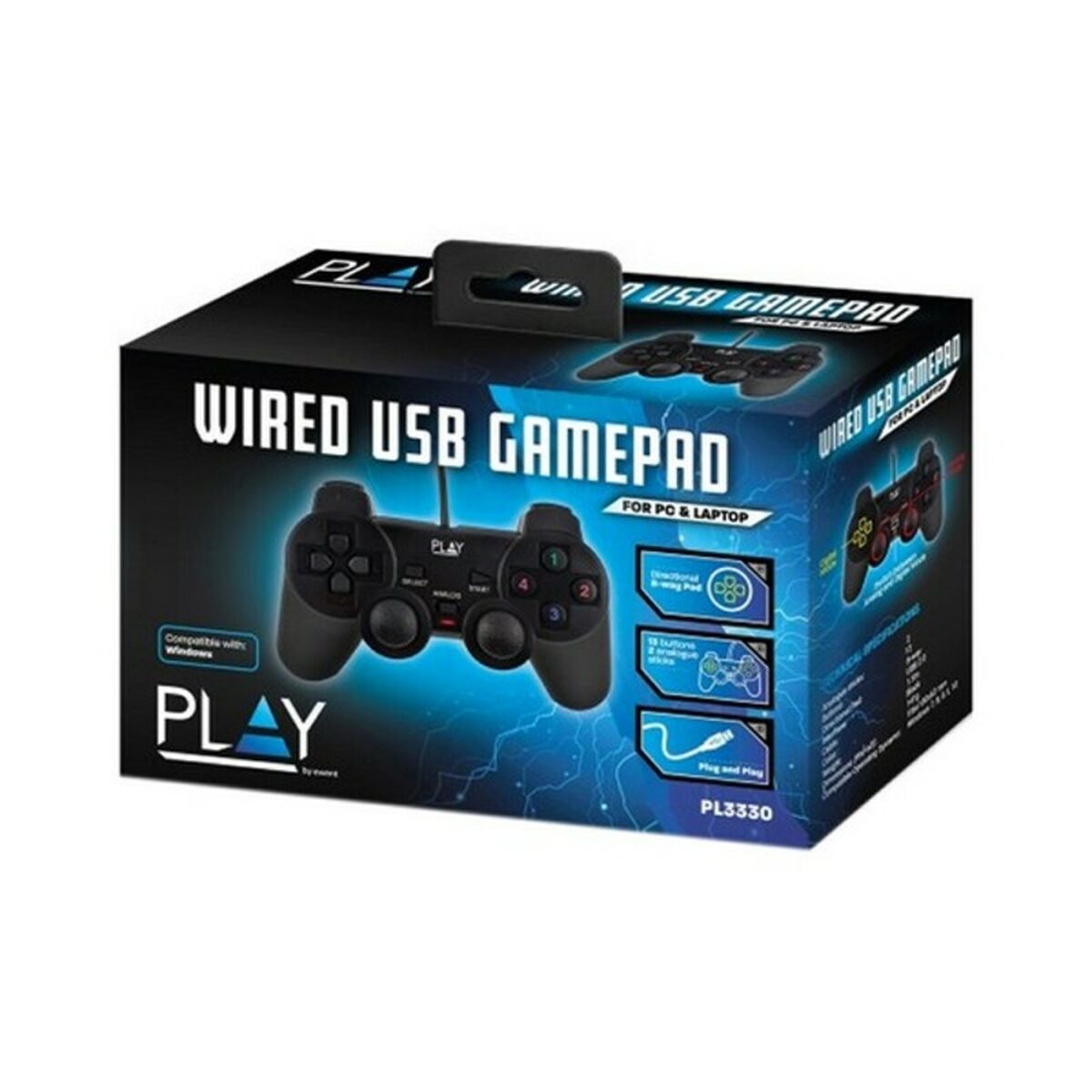 8054392614514_0_P21.jpg Controller Gaming Ewent PL3330 USB 2.0 PC Nero - immagine 1